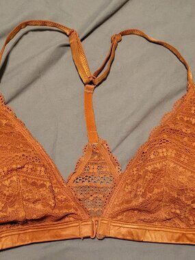 2 Victoria's Secret satin and lace bralettes (1 black, 1 orange)